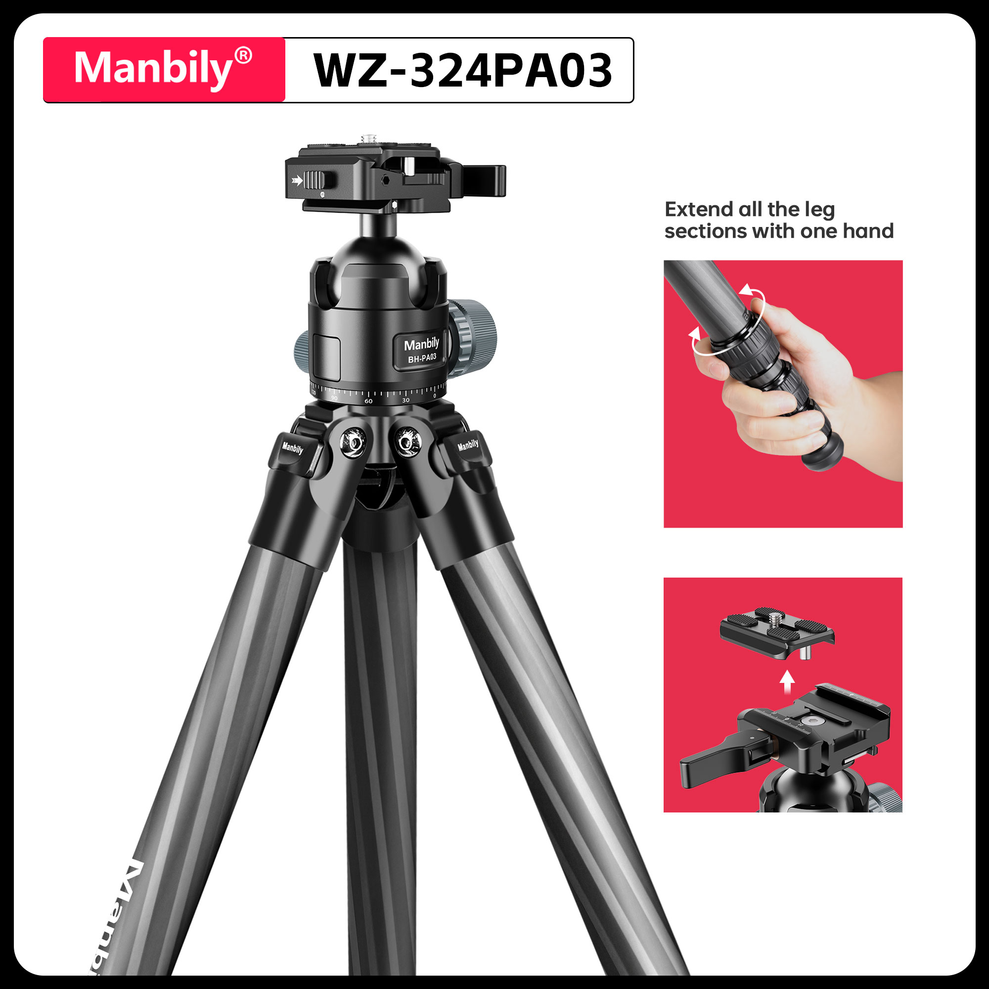 Outdoor Hunting Video Camera - Treppiedi da Caccia Manbily 158CM in