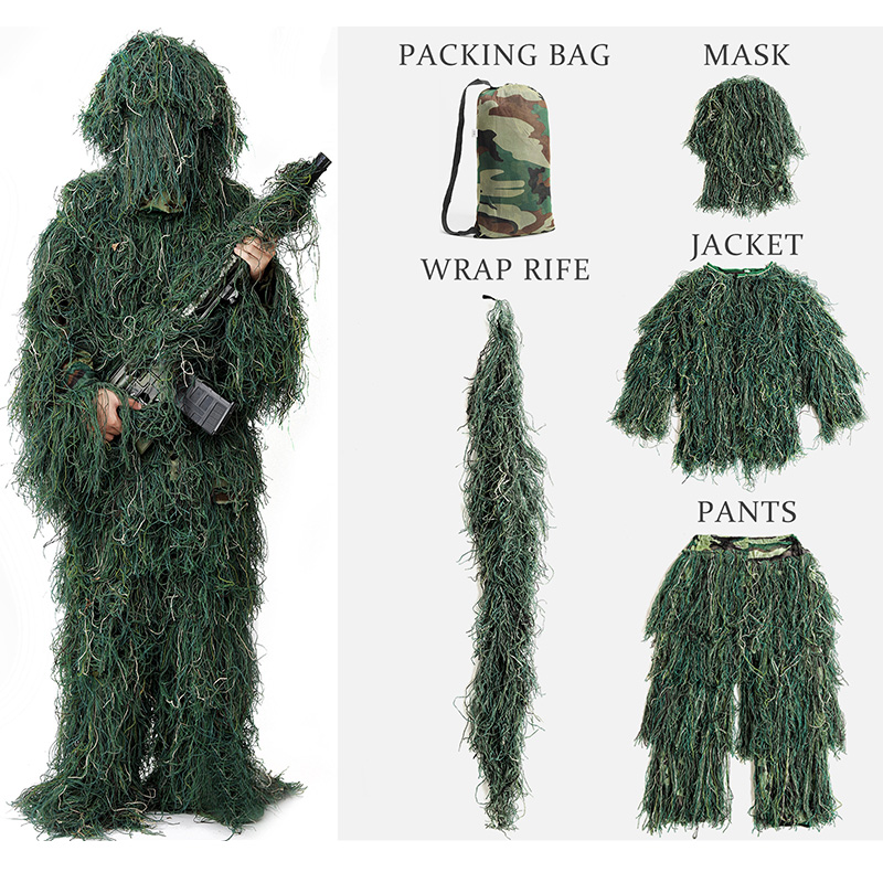 Ghillie Suit Woodland - 5 pezzi adulto Ghillie Suit bambini