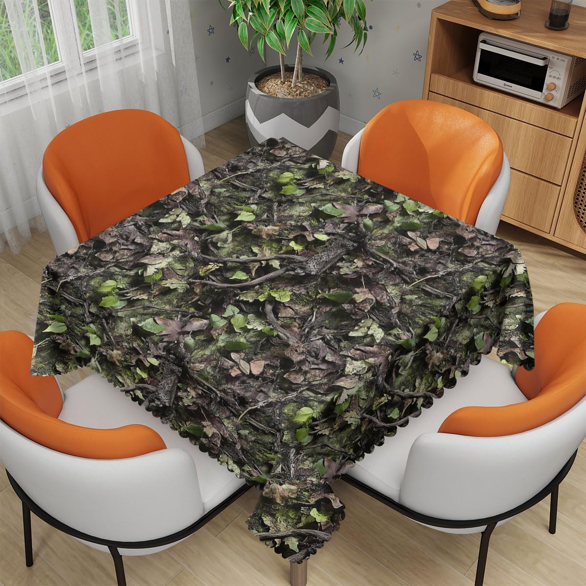 Outdoor Hunting Table - Tovaglia Quadrata Mimetica con Foglie e