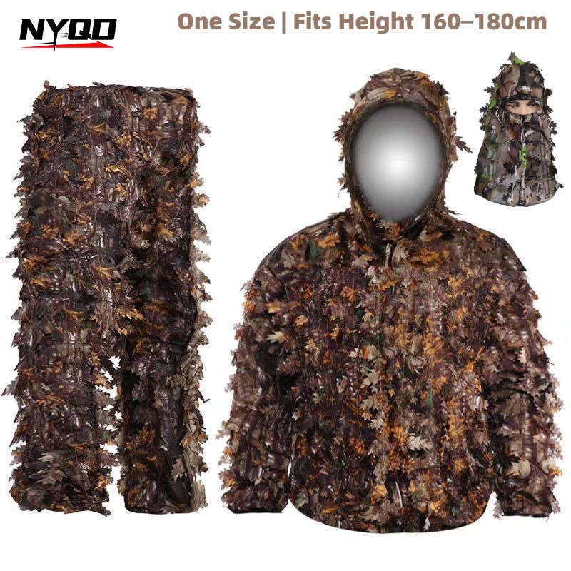 Ghillie Suit Woodland - Tuta Mimetica 3D con Foglie per