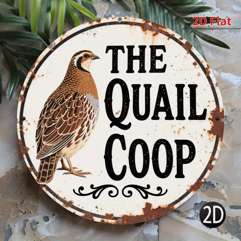 Hunting Quail - Insegna Rotonda in Legno 2D Vintage
