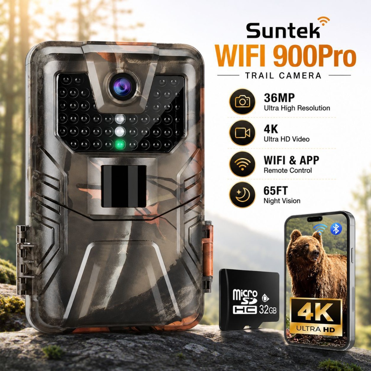 Outdoor Hunting Camera Wireless - Fotocamera da Caccia 4K per Esterni